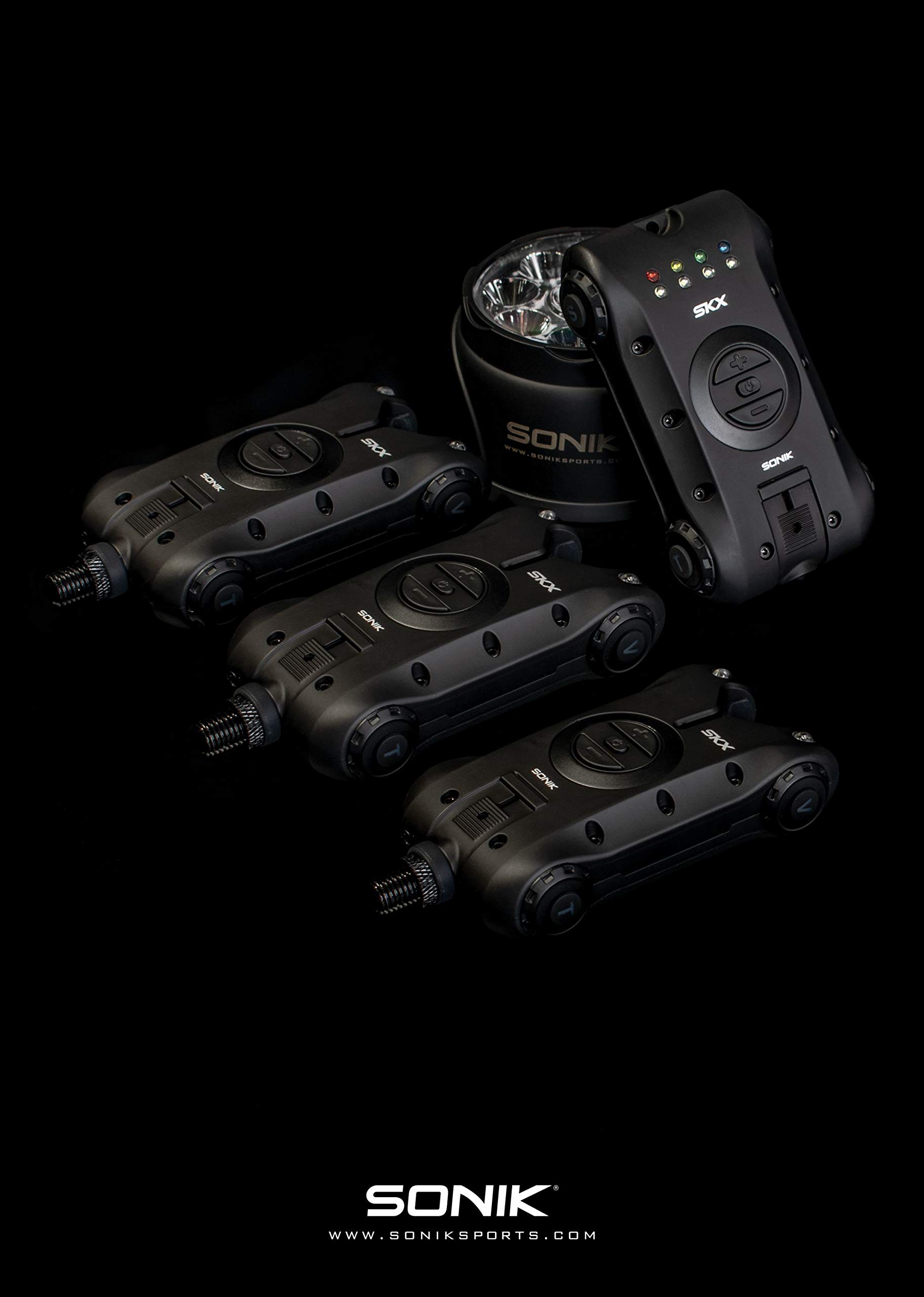 Sonik SKX Waterproof Wireless Bite Alarm Set 3+1 with Radio Box